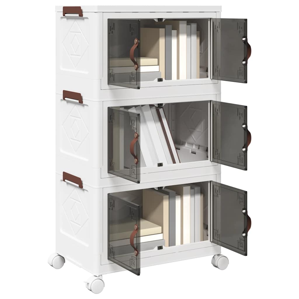 vidaXL Opbergbox stapelbaar met wielen 2-laags 75 L 64x40x76 cm