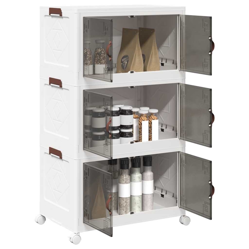 vidaXL Opbergbox stapelbaar met wielen 2-laags 75 L 64x40x76 cm
