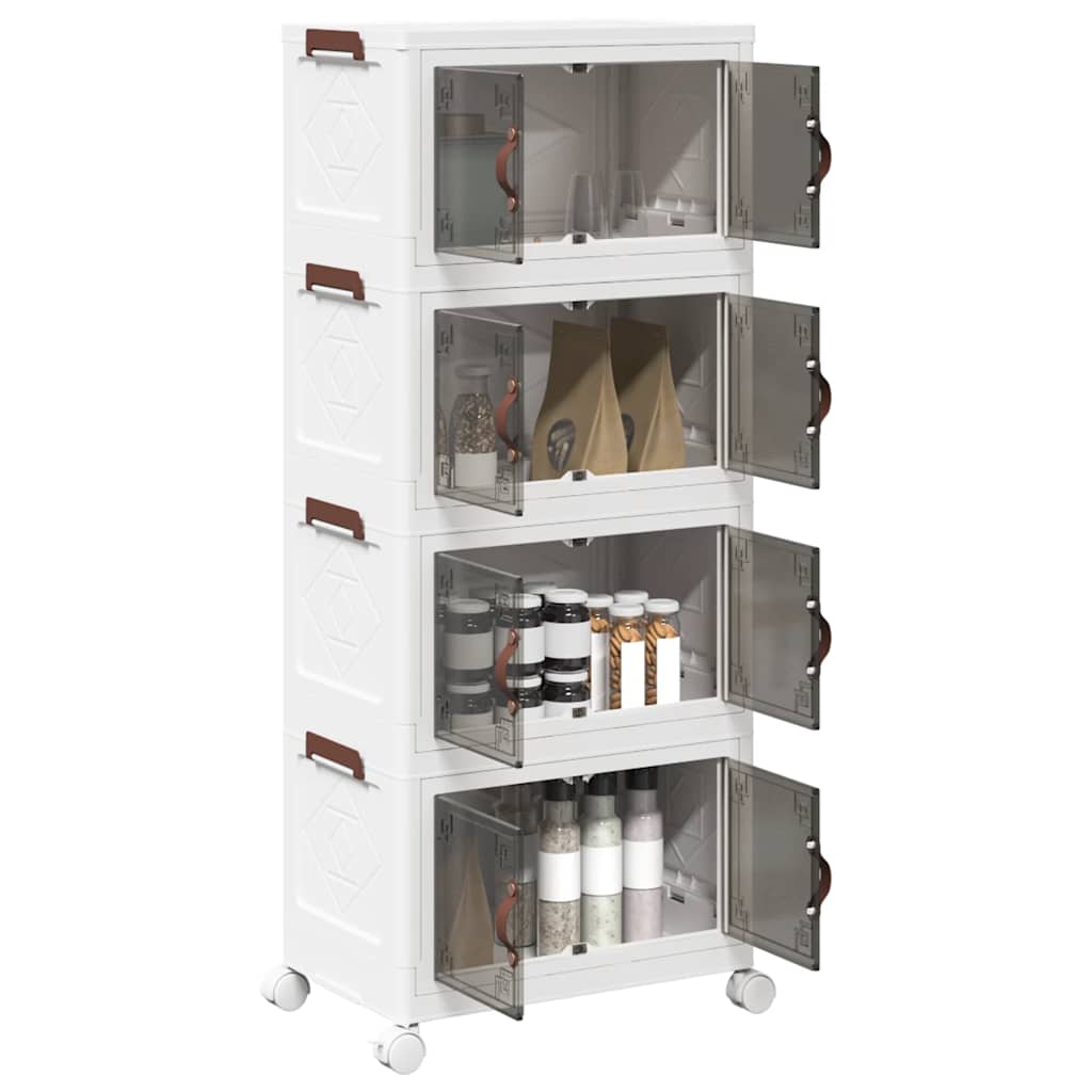 vidaXL Opbergbox stapelbaar met wielen 2-laags 75 L 64x40x76 cm