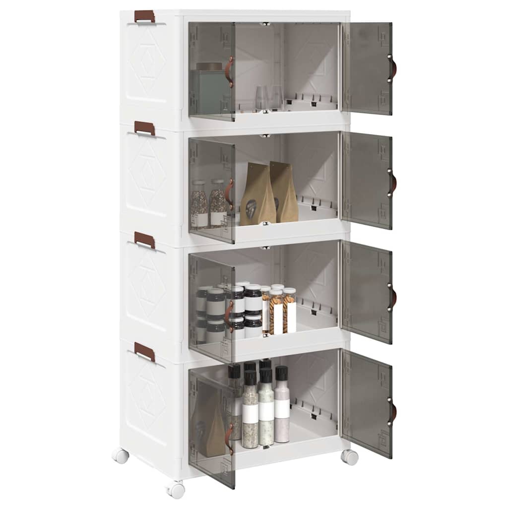 vidaXL Opbergbox stapelbaar met wielen 2-laags 75 L 64x40x76 cm