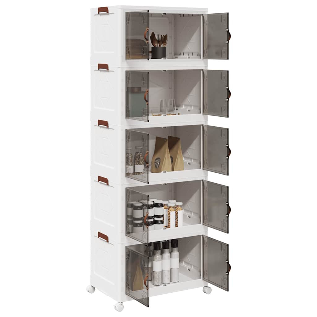 vidaXL Opbergbox stapelbaar met wielen 2-laags 75 L 64x40x76 cm