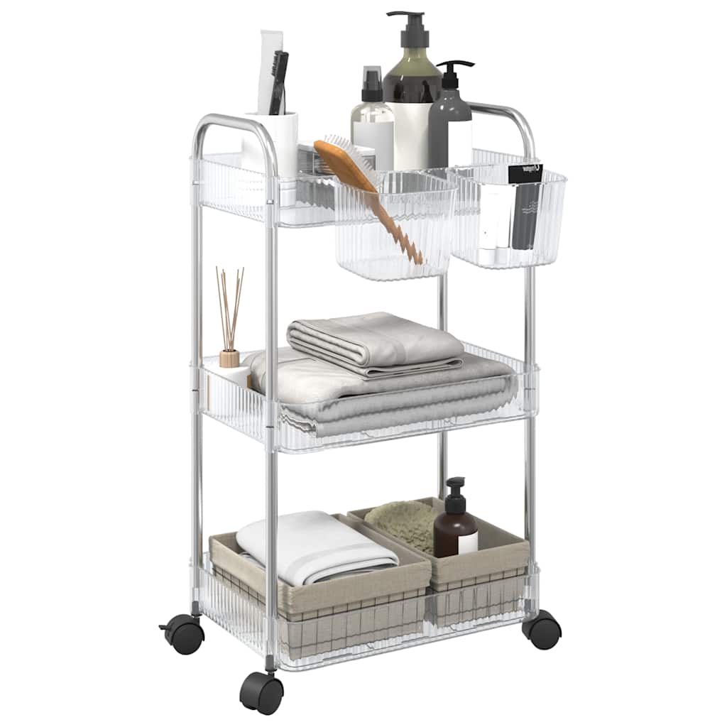 vidaXL Opbergtrolley 4-laags 37x28x95 cm acryl transparant