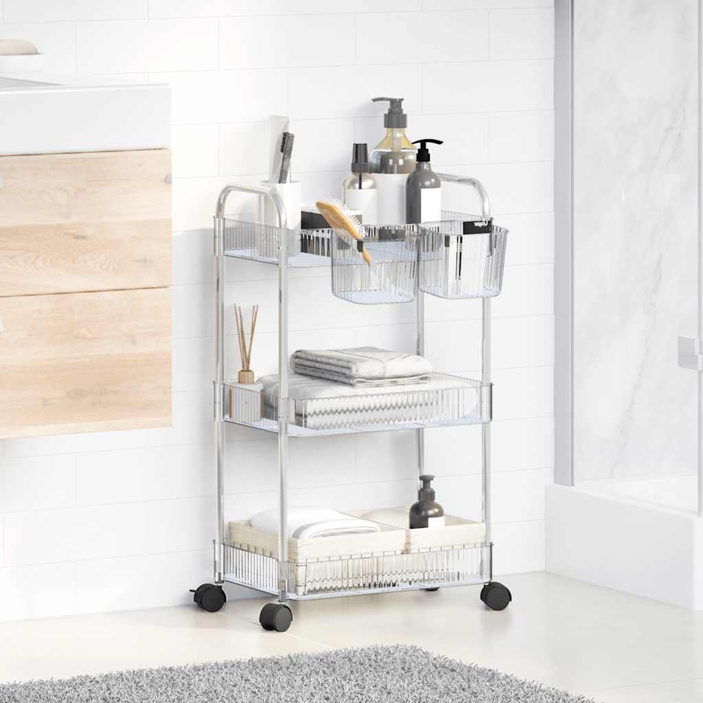 vidaXL Opbergtrolley 4-laags 37x28x95 cm acryl transparant