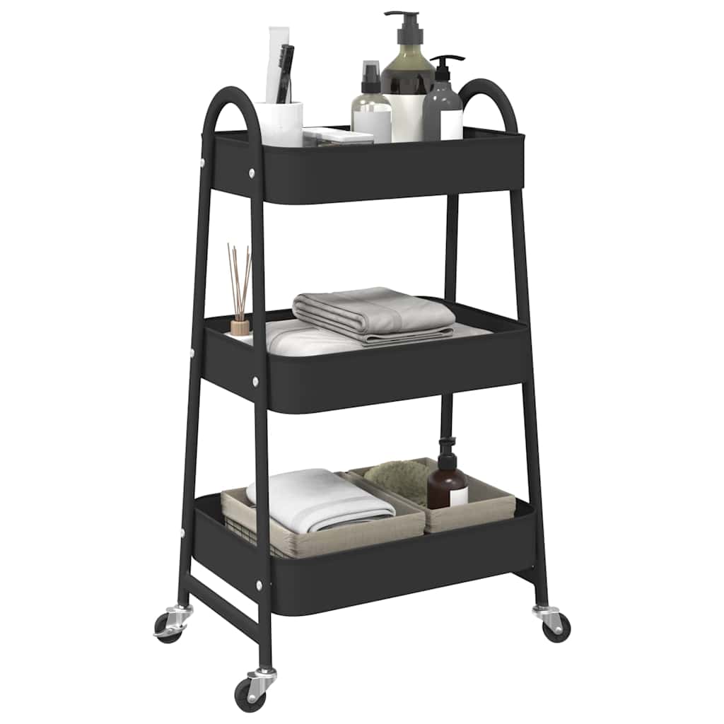 vidaXL Opbergtrolley 3-laags 42x41,5x77 cm staal wit