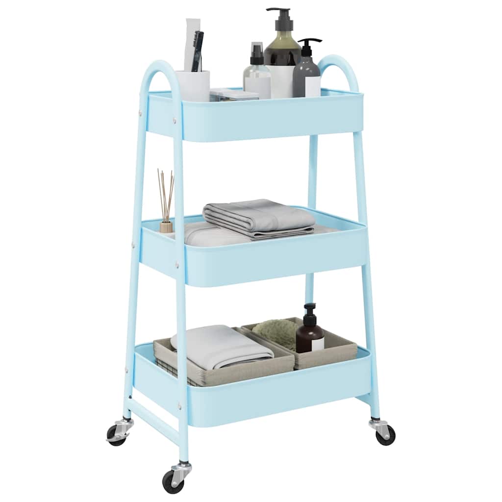 vidaXL Opbergtrolley 3-laags 42x41,5x77 cm staal wit