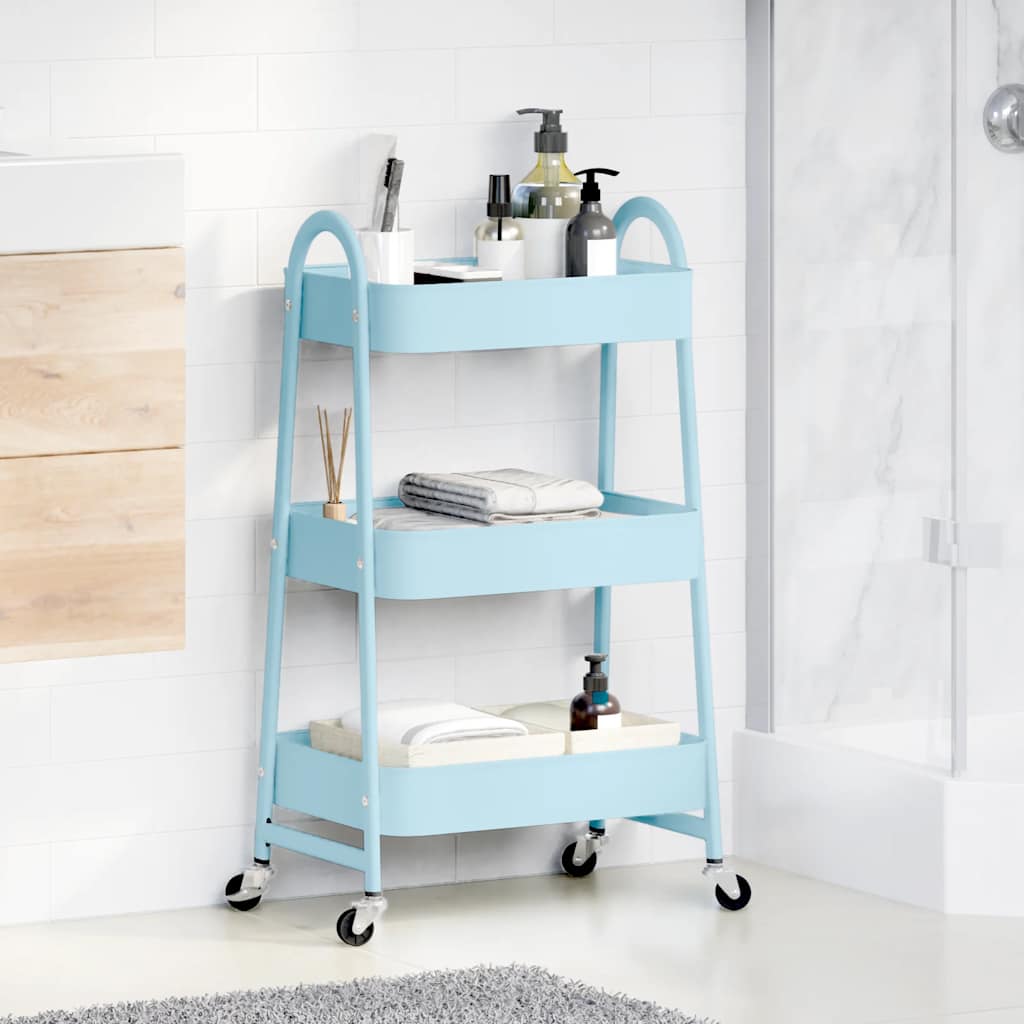 vidaXL Opbergtrolley 3-laags 42x41,5x77 cm staal wit