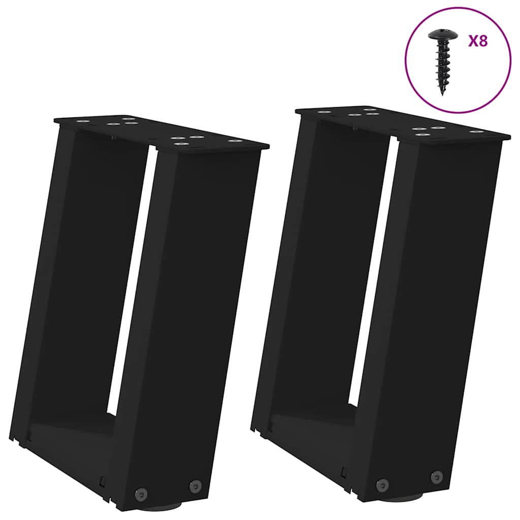 vidaXL Eettafelpoten 2 st U-vormig 80x(72-73) cm staal zwart - Aashly