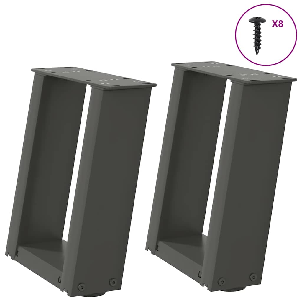 vidaXL Eettafelpoten 2 st U-vormig 80x(72-73) cm staal zwart - Aashly
