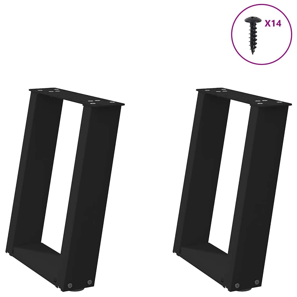 vidaXL Eettafelpoten 2 st U-vormig 80x(72-73) cm staal zwart - Aashly
