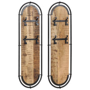 vidaXL Wandkapstokken 2 st met 4 haken massief gerecycled hout - Aashly
