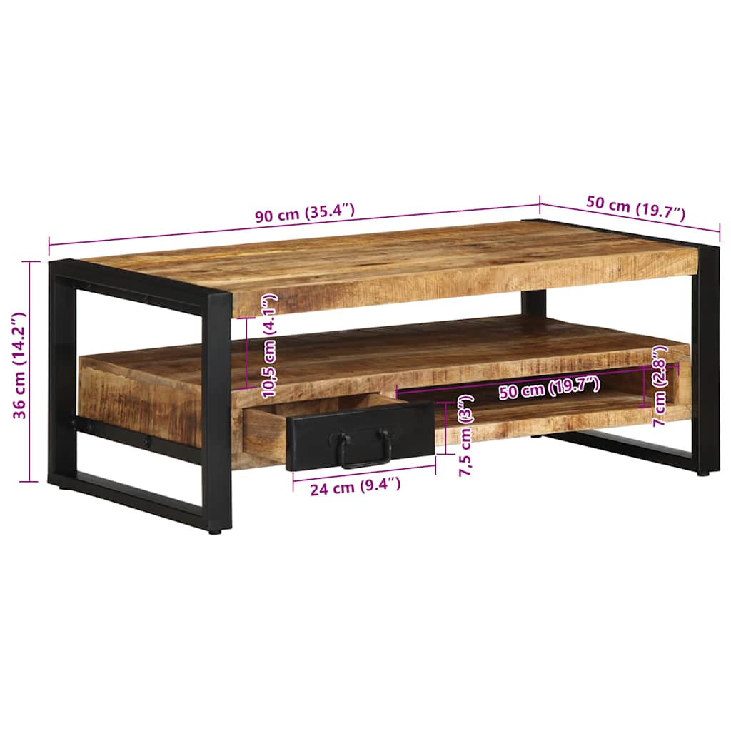 vidaXL Salontafel 90x50x36 cm massief gerecycled hout meerkleurig - Aashly