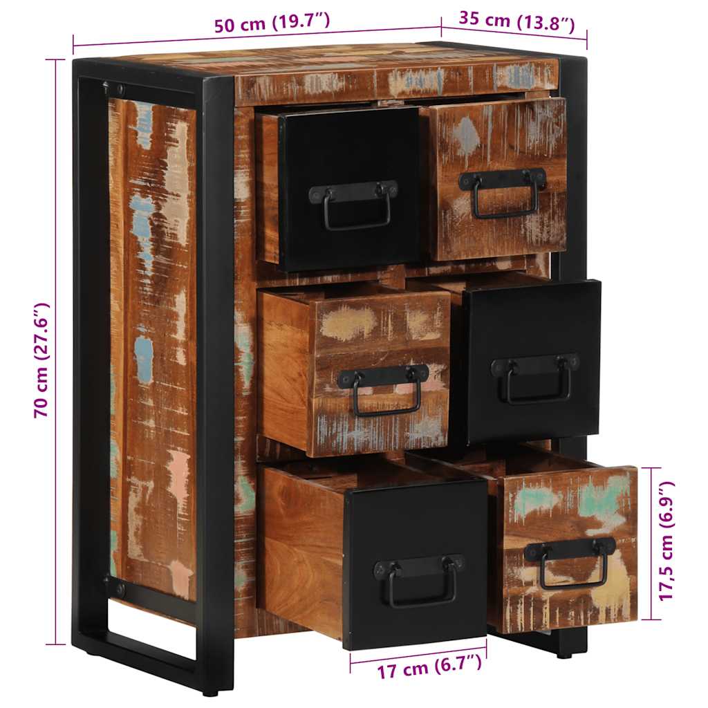vidaXL Dressoir 50x35x70 cm massief ruw mangohout - Aashly