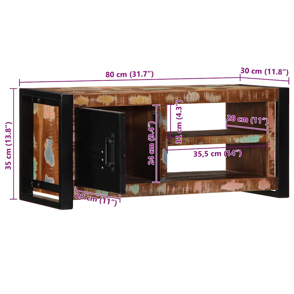 vidaXL Tv-meubel 80x30x35 cm massief ruw mangohout - Aashly