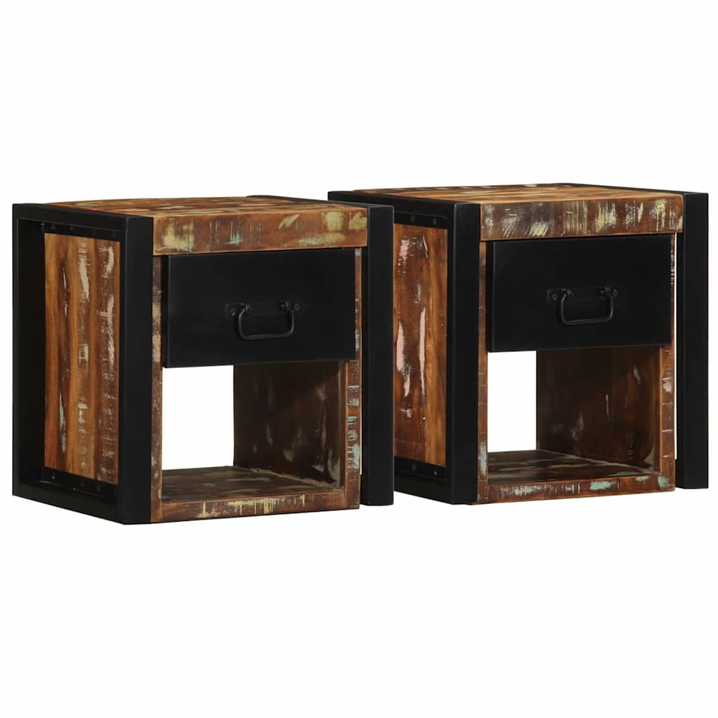 vidaXL Nachtkastjes 2 st 40x35x40 cm massief ruw hout mango - Aashly