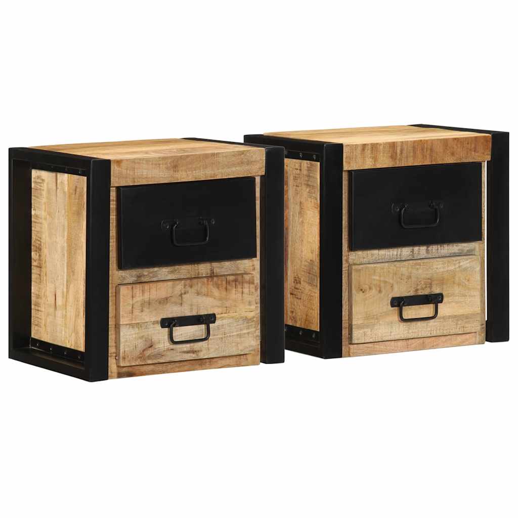 vidaXL Nachtkastje 40x35x40 cm massief ruw mangohout - Aashly