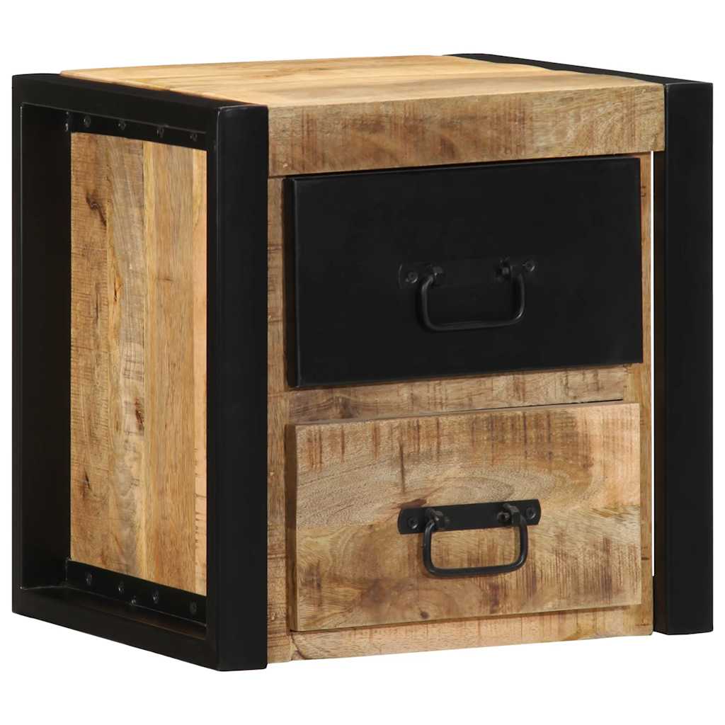 vidaXL Nachtkastje 40x35x40 cm massief ruw mangohout - Aashly