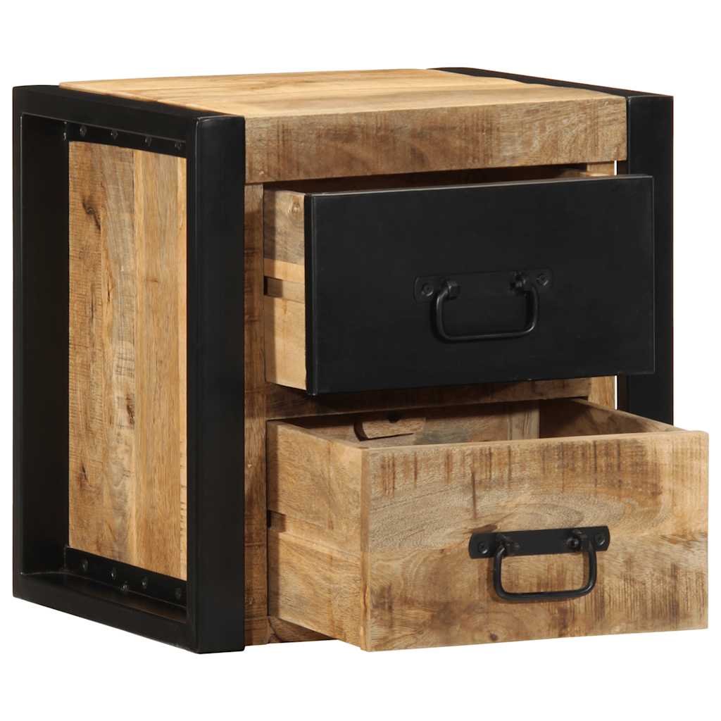 vidaXL Nachtkastje 40x35x40 cm massief ruw mangohout - Aashly