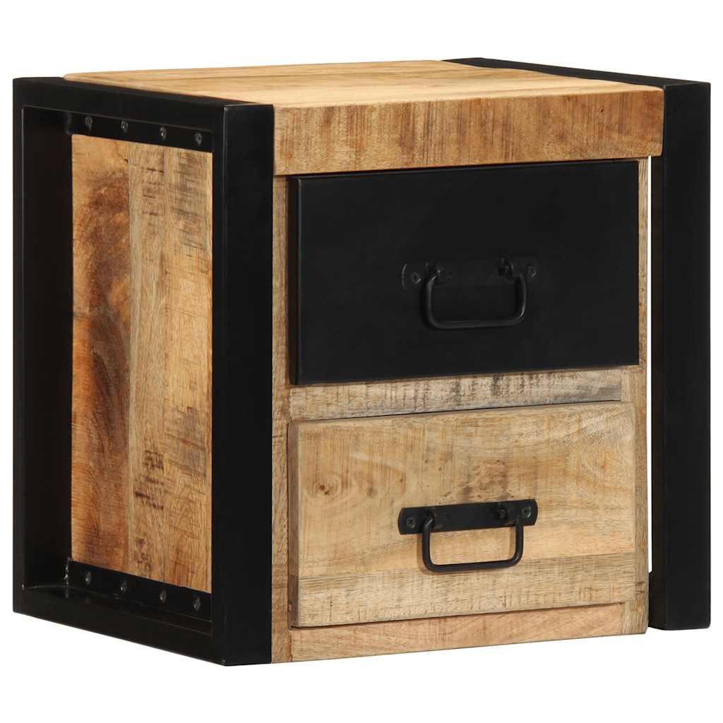 vidaXL Nachtkastje 40x35x40 cm massief ruw mangohout - Aashly