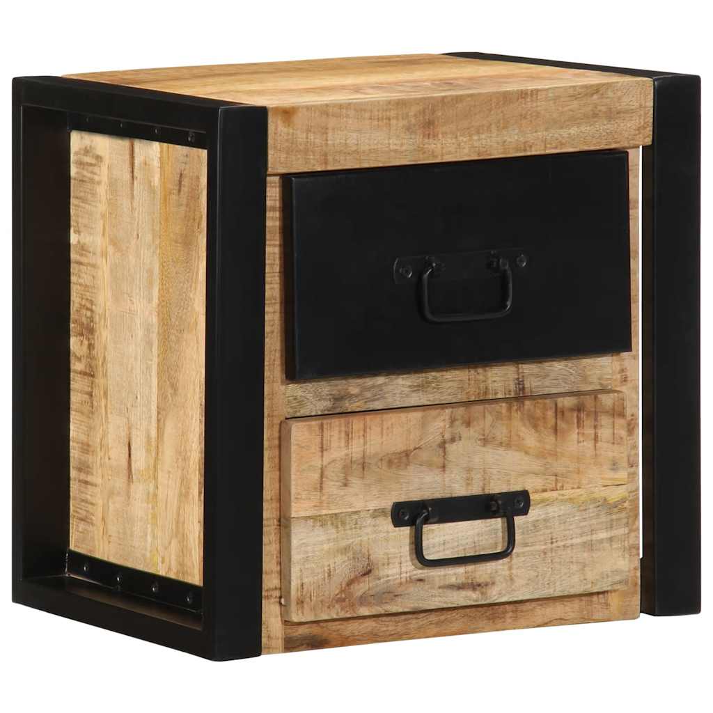 vidaXL Nachtkastje 40x35x40 cm massief ruw mangohout - Aashly