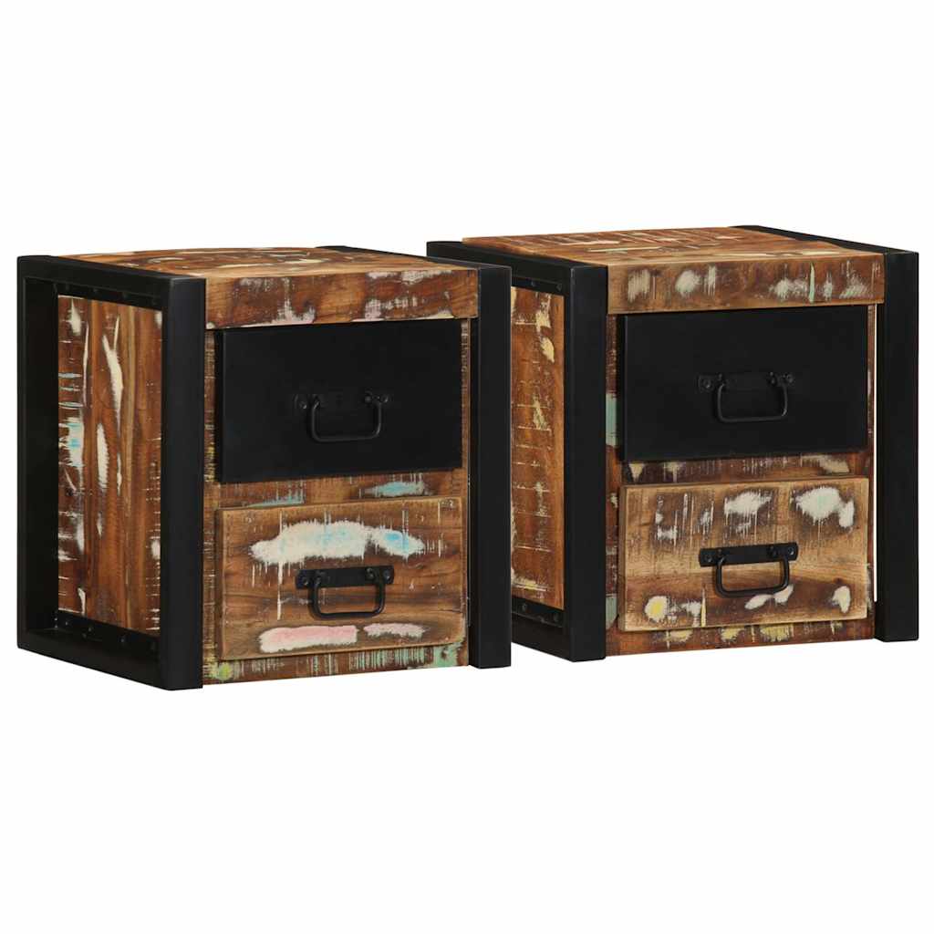 vidaXL Nachtkastje 40x35x40 cm massief ruw mangohout - Aashly