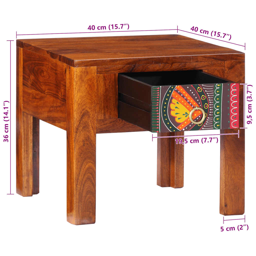 vidaXL Nachtkastje 2 st 40x40x36 cm massief acaciahout - Aashly