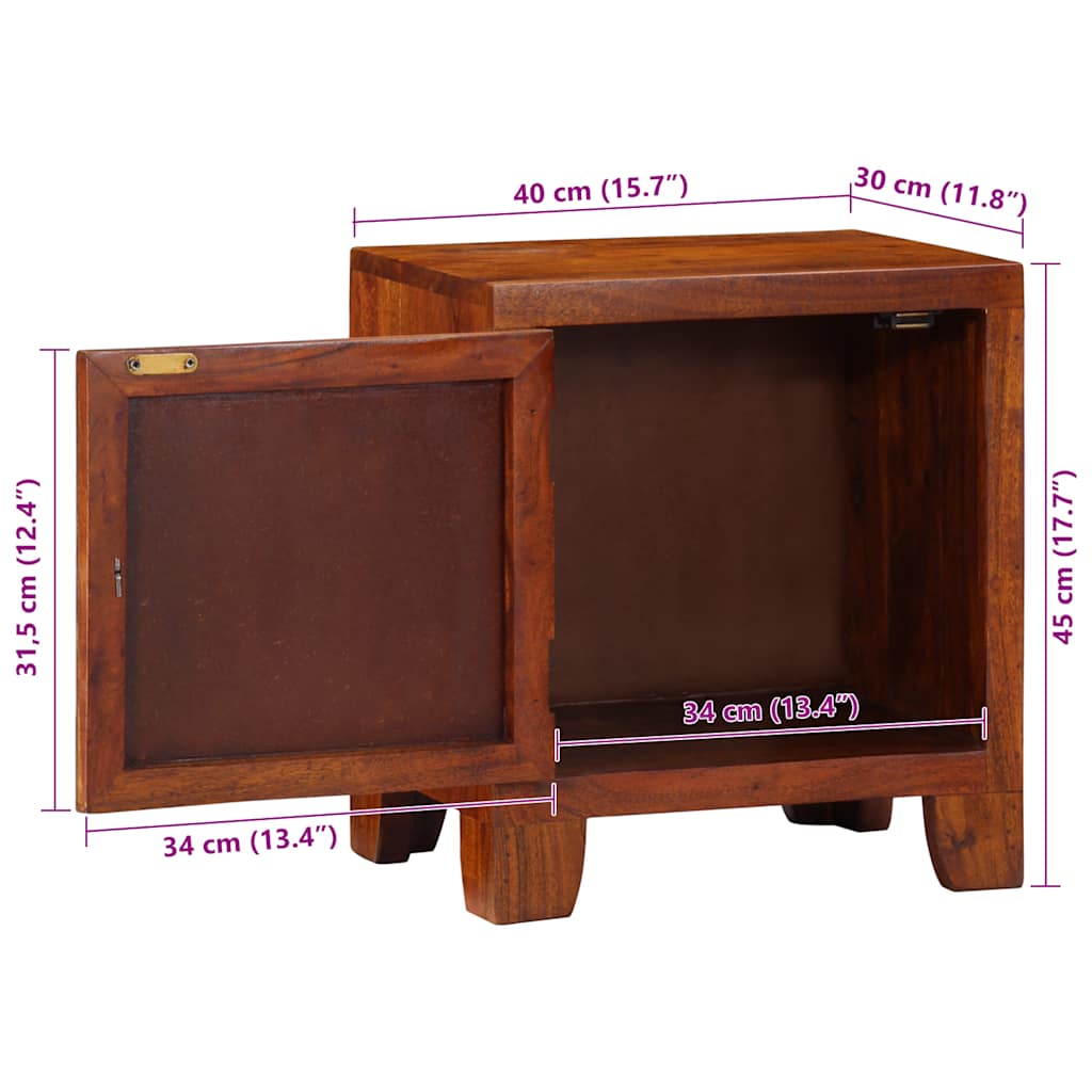 vidaXL Nachtkastje 2 st 40x30x45 cm massief acaciahout - Aashly
