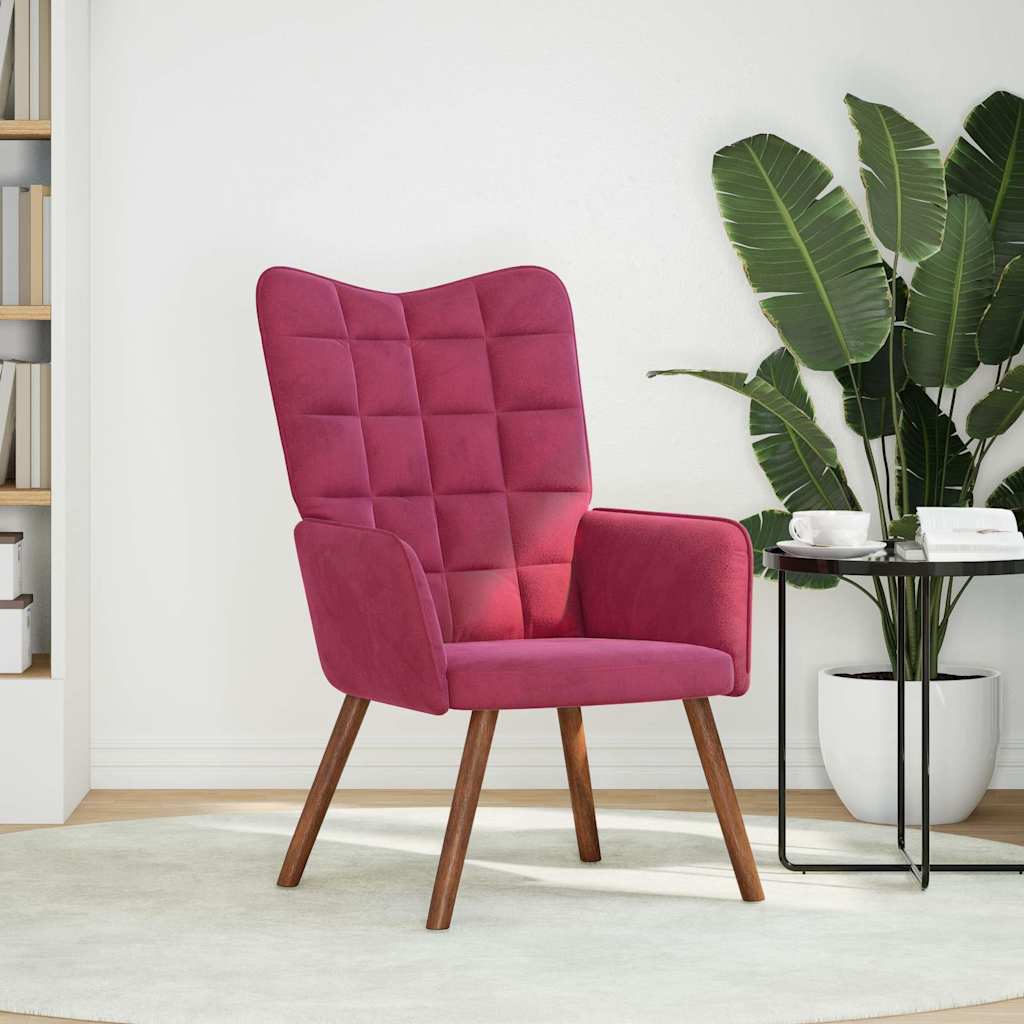 vidaXL Relaxstoel fluweel wijnrood - Aashly