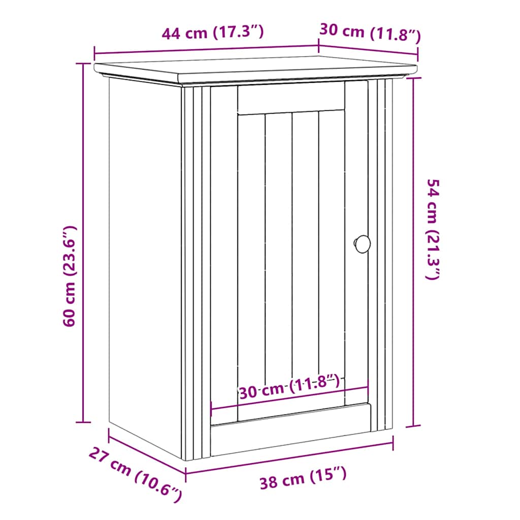 vidaXL Badkamerwandkast BODO 44x30x60 cm wit en bruin - Aashly