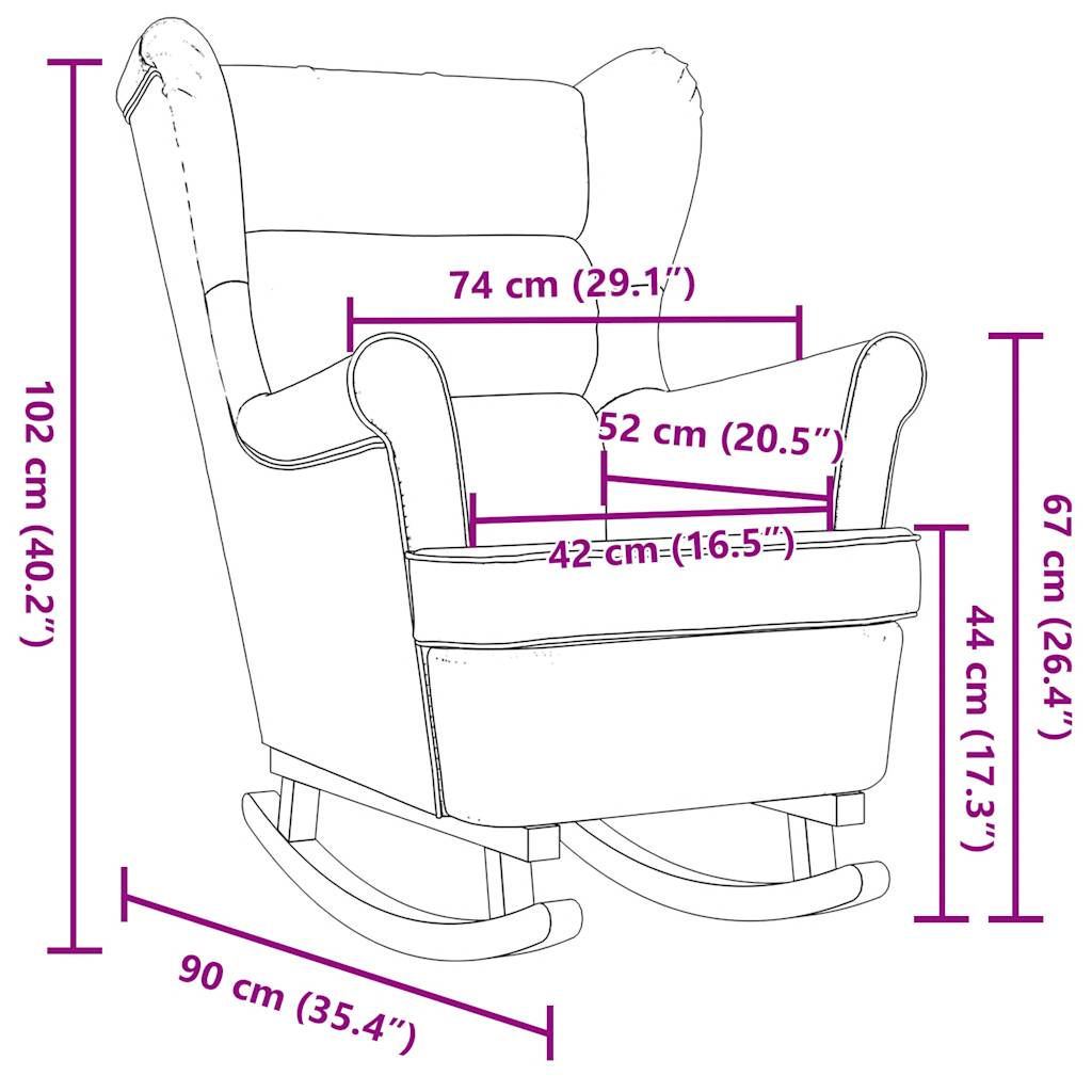 vidaXL Schommelstoel 74x90x102 cm stof lichtgrijs - Aashly