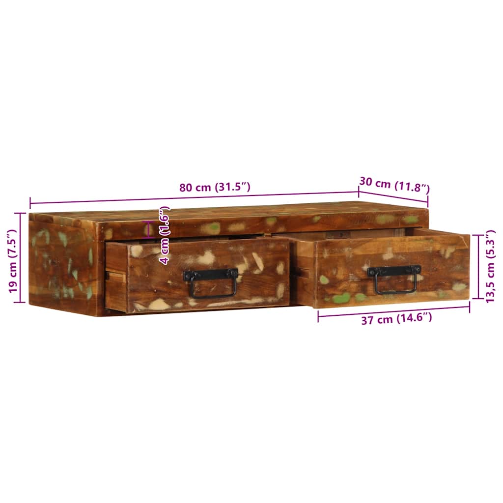vidaXL Tv-meubel wandmontage 100x30x19 cm massief ruw mangohout - Aashly