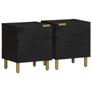 vidaXL Nachtkastje 40x33x46 cm massief mangohout zwart - Aashly
