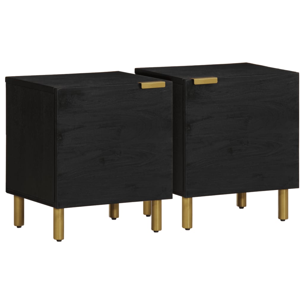 vidaXL Nachtkastje 40x33x46 cm massief mangohout zwart - Aashly