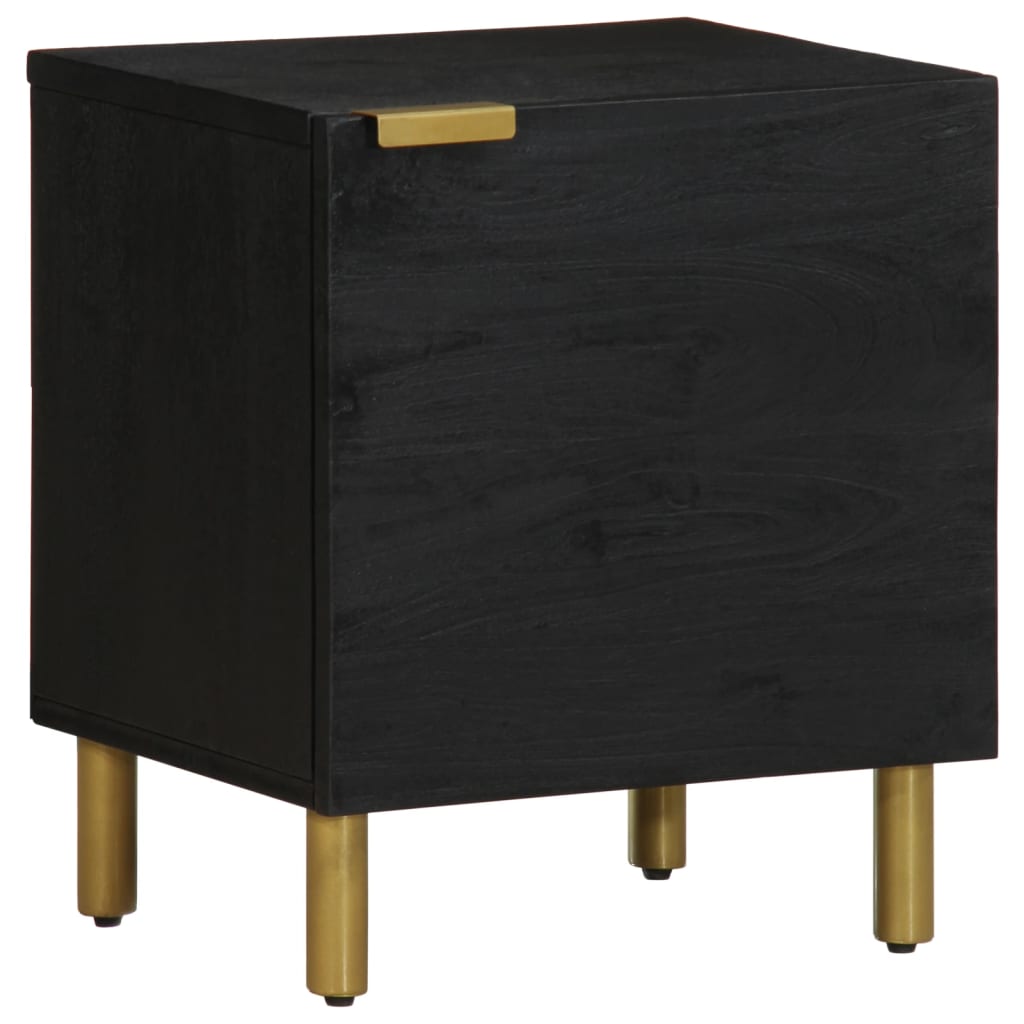 vidaXL Nachtkastje 40x33x46 cm massief mangohout zwart - Aashly
