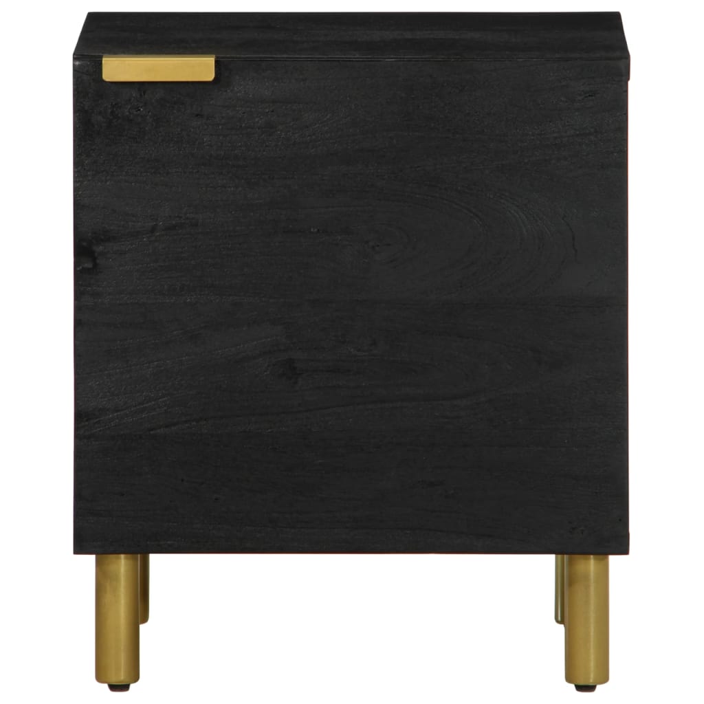 vidaXL Nachtkastje 40x33x46 cm massief mangohout zwart - Aashly