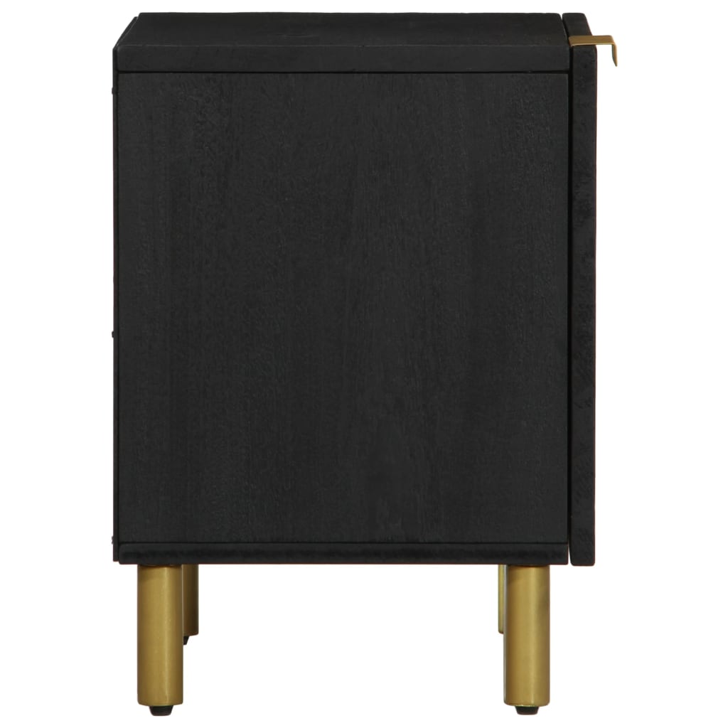 vidaXL Nachtkastje 40x33x46 cm massief mangohout zwart - Aashly