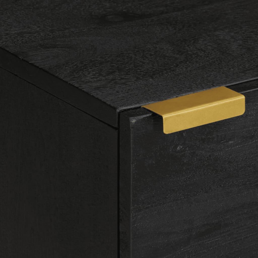 vidaXL Nachtkastje 40x33x46 cm massief mangohout zwart - Aashly