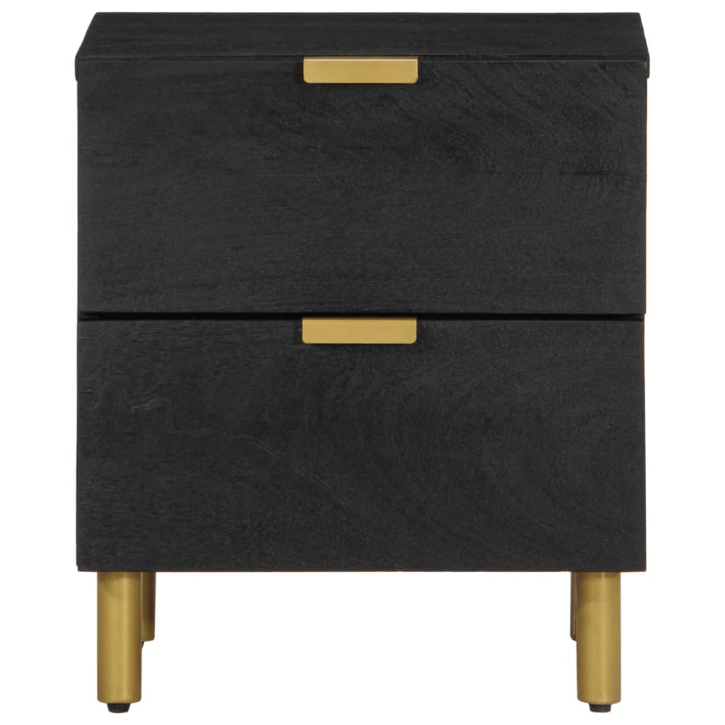 vidaXL Nachtkastje 40x33x46 cm massief mangohout zwart - Aashly