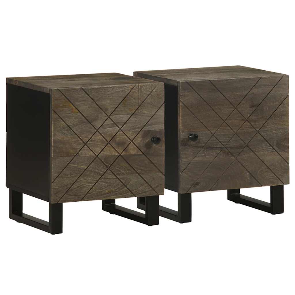 vidaXL Nachtkastje 40x33x46 cm massief mangohout zwart