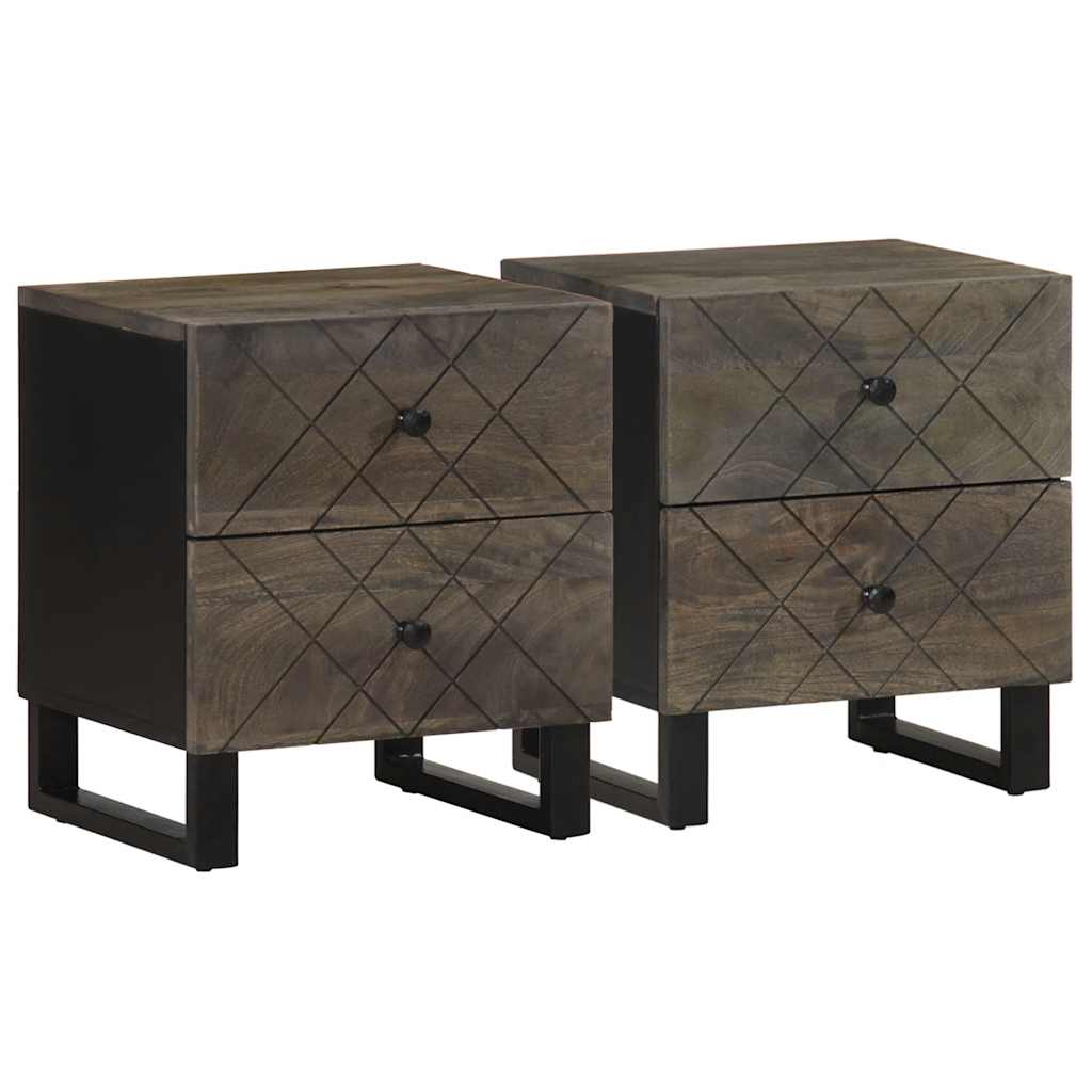 vidaXL Nachtkastje 40x33x46 cm massief mangohout zwart