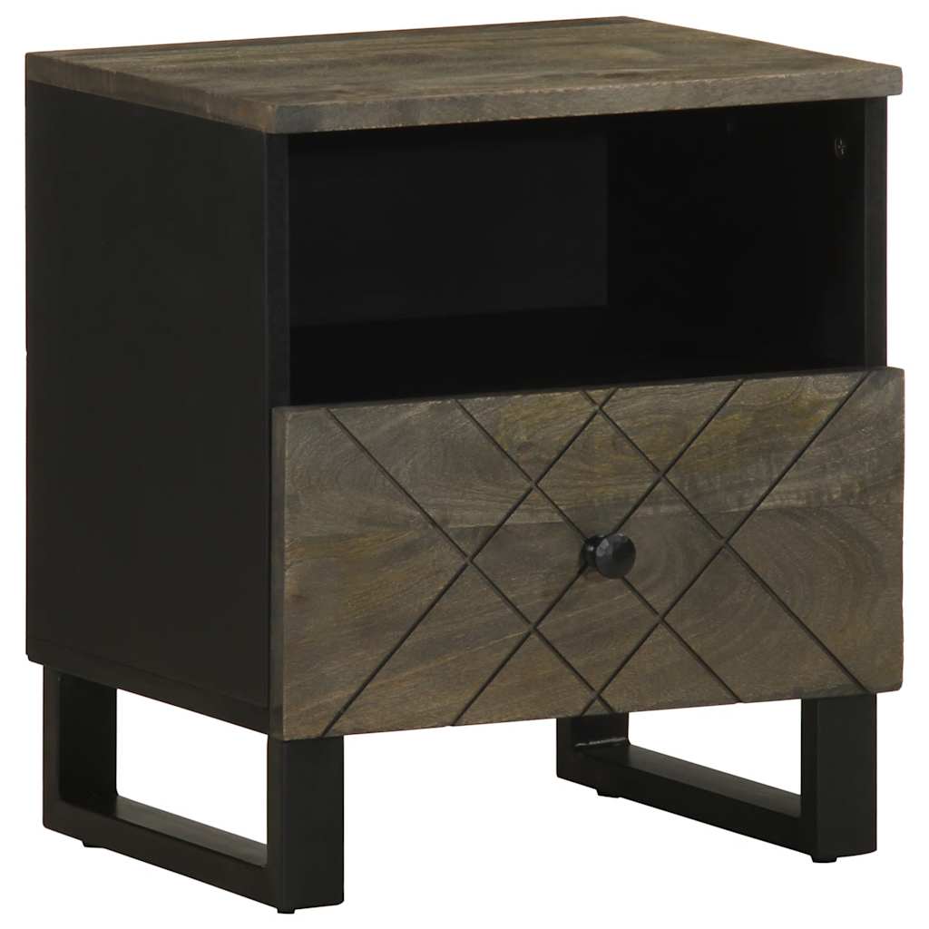 vidaXL Nachtkastje 40x33x46 cm massief mangohout zwart - Aashly