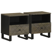 vidaXL Nachtkastje 40x33x46 cm massief mangohout zwart - Aashly
