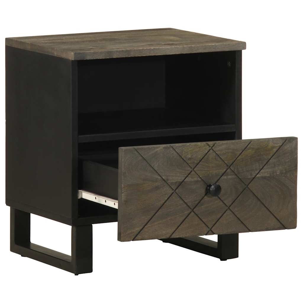 vidaXL Nachtkastje 40x33x46 cm massief mangohout zwart - Aashly