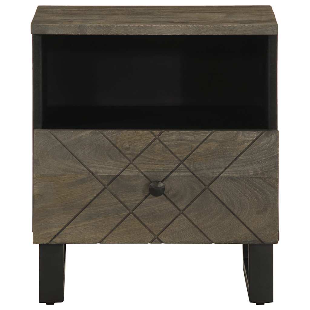 vidaXL Nachtkastje 40x33x46 cm massief mangohout zwart - Aashly