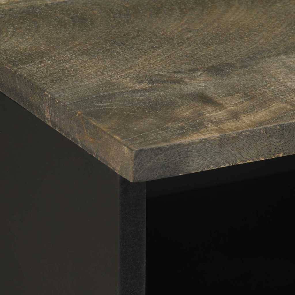 vidaXL Nachtkastje 40x33x46 cm massief mangohout zwart - Aashly