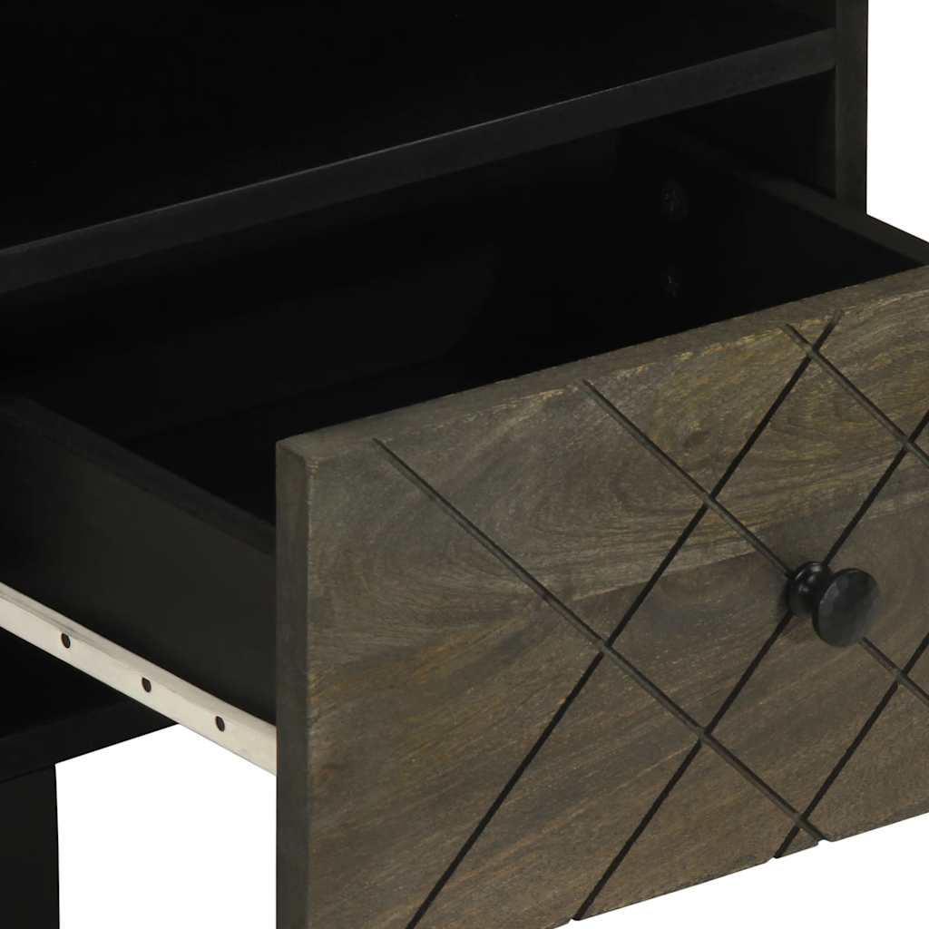 vidaXL Nachtkastje 40x33x46 cm massief mangohout zwart - Aashly