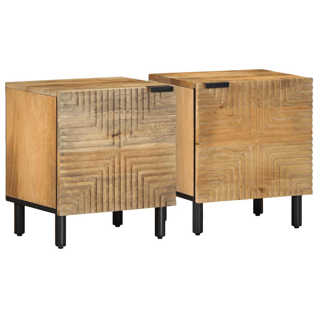 vidaXL Nachtkastjes 2 st 40x33x46 cm massief mangohout bruin - Aashly