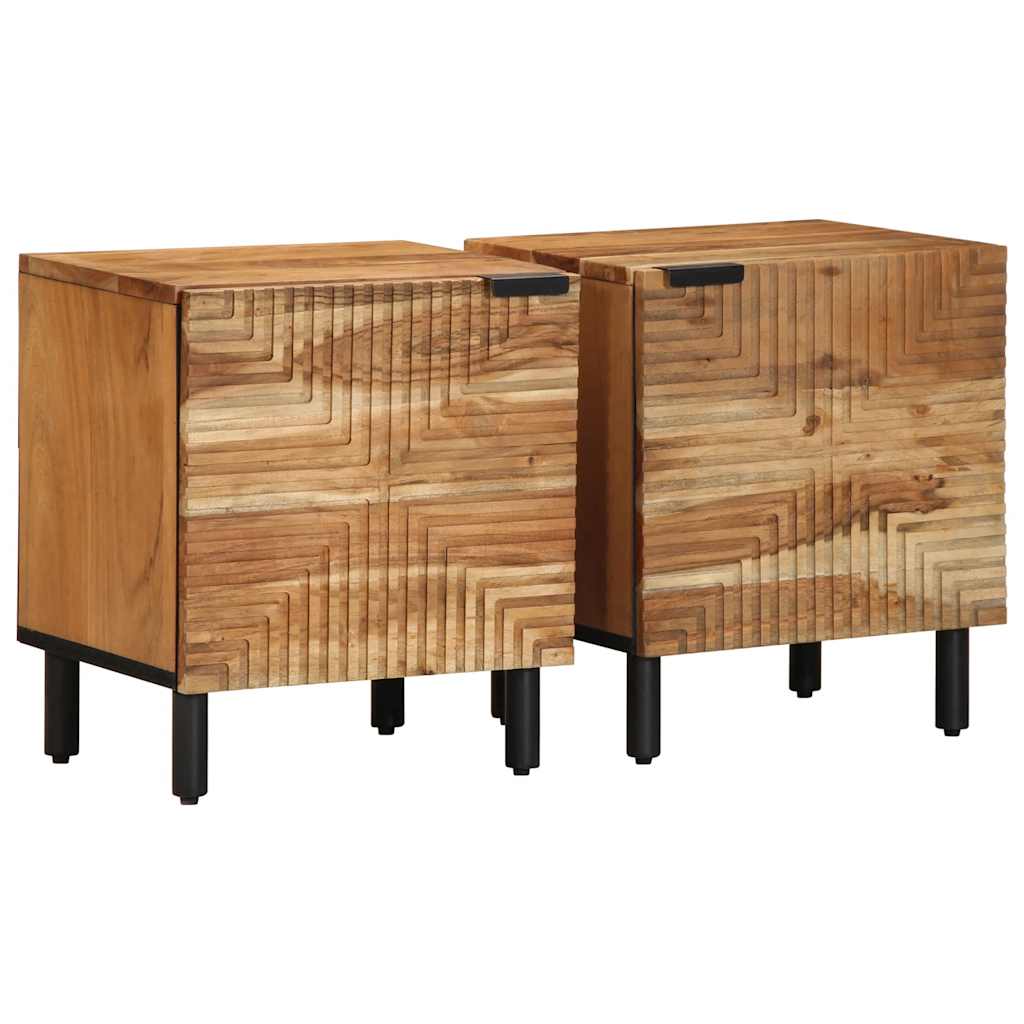 vidaXL Nachtkastjes 2 st 40x33x46 cm massief mangohout bruin - Aashly
