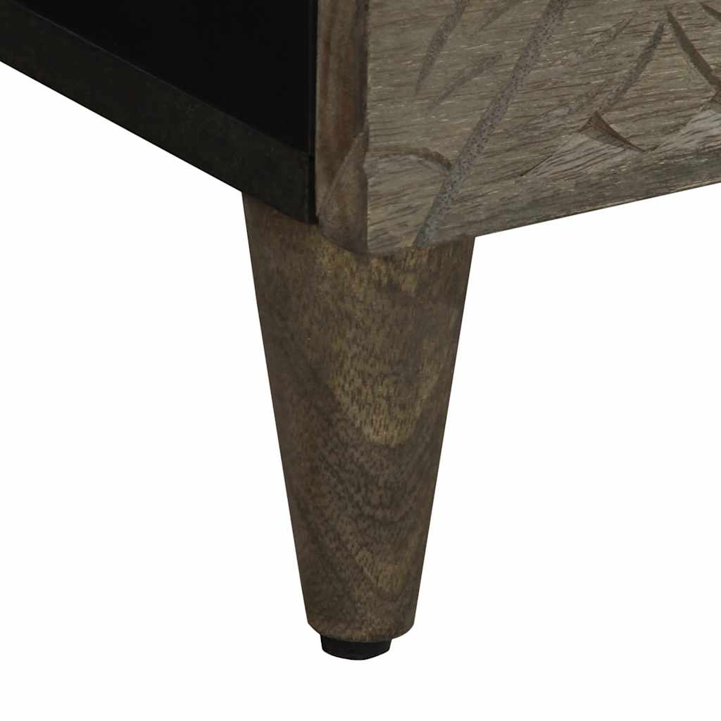 vidaXL Nachtkastje 40x33x46 cm massief mangohout lichtgrijs - Aashly