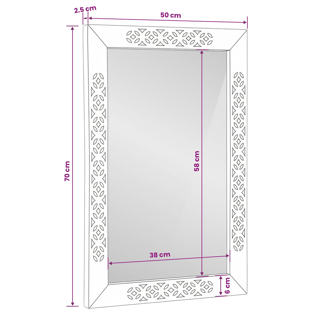 vidaXL Spiegel met spiegel Lichtbruin 57 x 70 x 3 cm massief mangohout