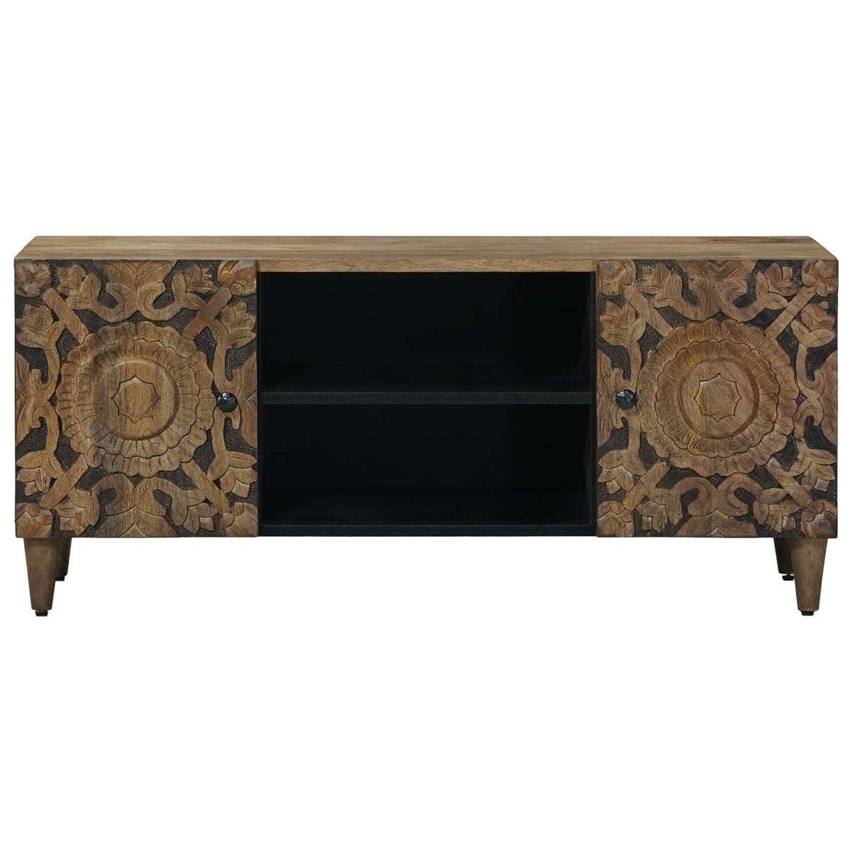 vidaXL TV-kast met opslag Wit 105 x 33,5 x 46 cm Massief Mango Hout